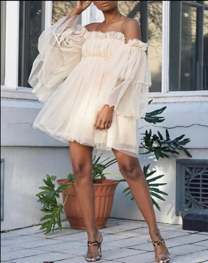 Off shoulder ruffle dress