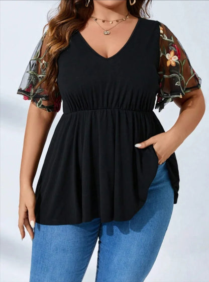 Peplum floral sleave top