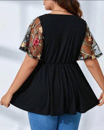 Peplum floral sleave top