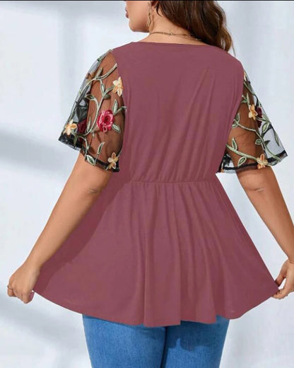 Peplum floral sleave top