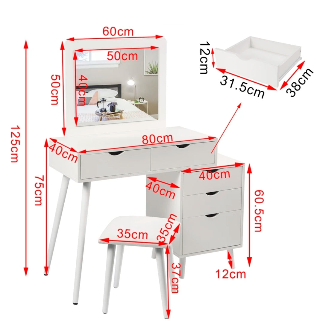 Cosmetic dressing table with stool & 5 draws