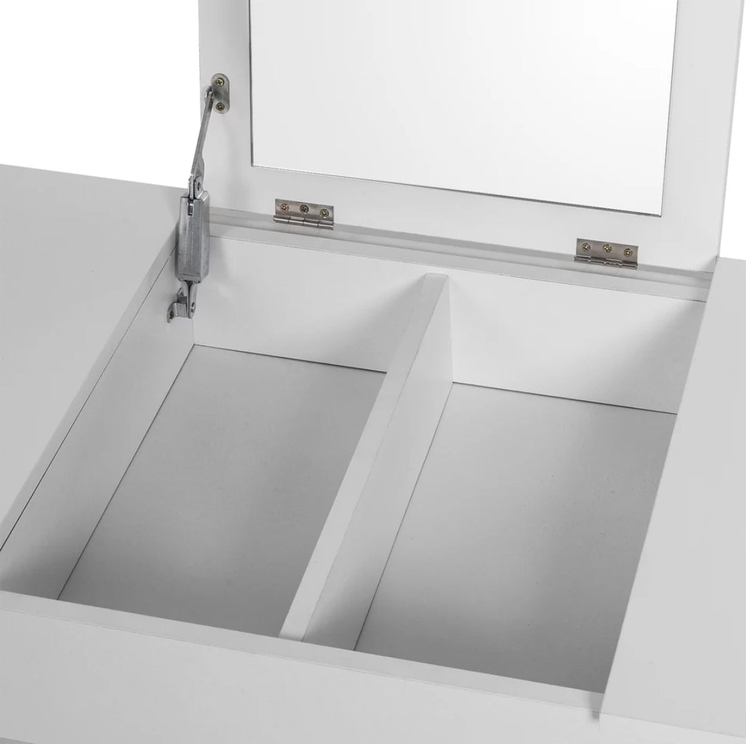 Dressing table with stool foldable mirror vanity