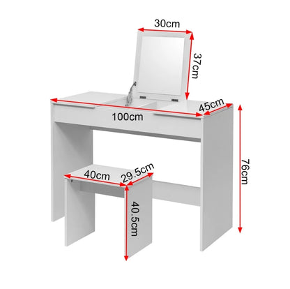 Dressing table with stool foldable mirror vanity