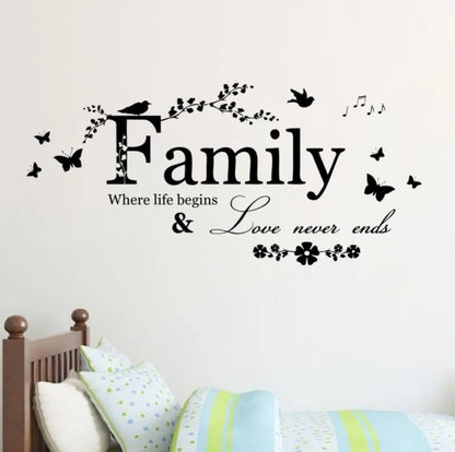 Family where life begins & live never ends wall sticker