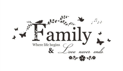 Family where life begins & live never ends wall sticker