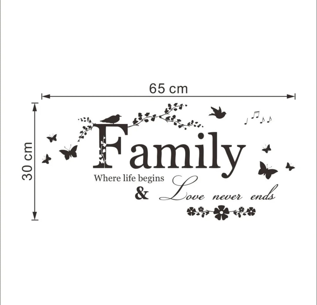 Family where life begins & live never ends wall sticker