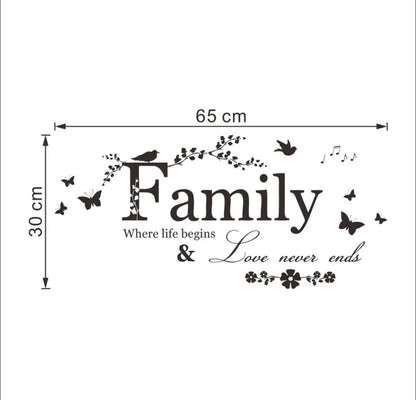 Family where life begins & live never ends wall sticker