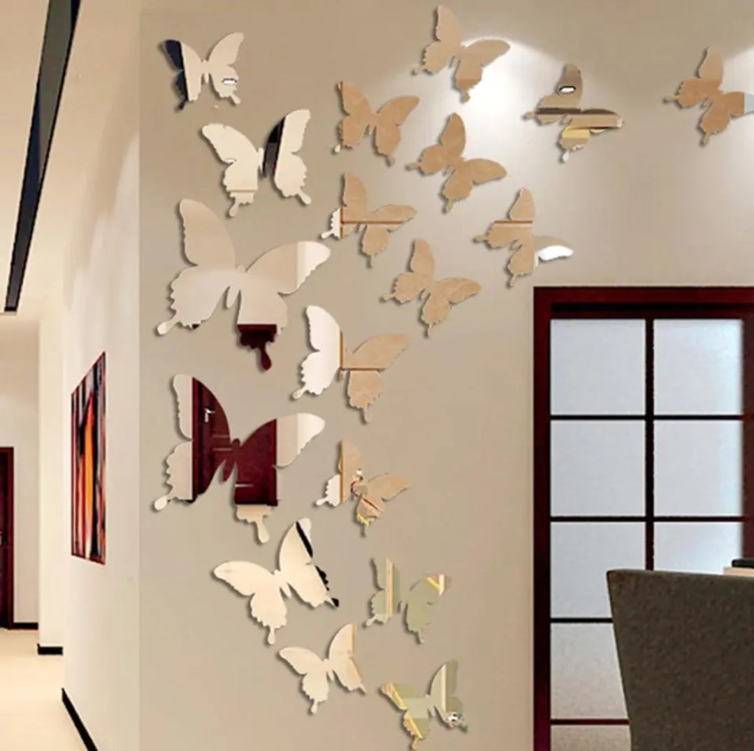 12pc 3D mirror butterflies wall sticker