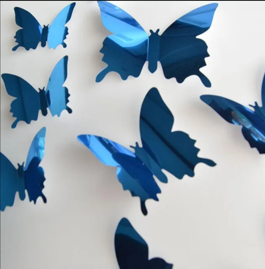 12pc 3D mirror butterflies wall sticker