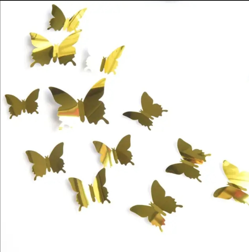 12pc 3D mirror butterflies wall sticker