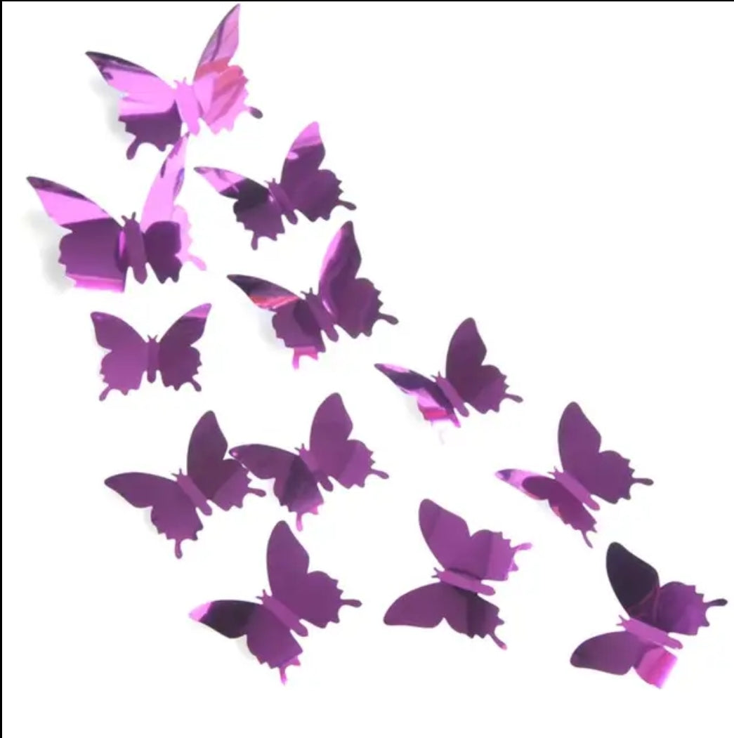 12pc 3D mirror butterflies wall sticker