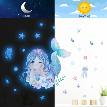 Glow in the dark 1pack mermaid wall sticker