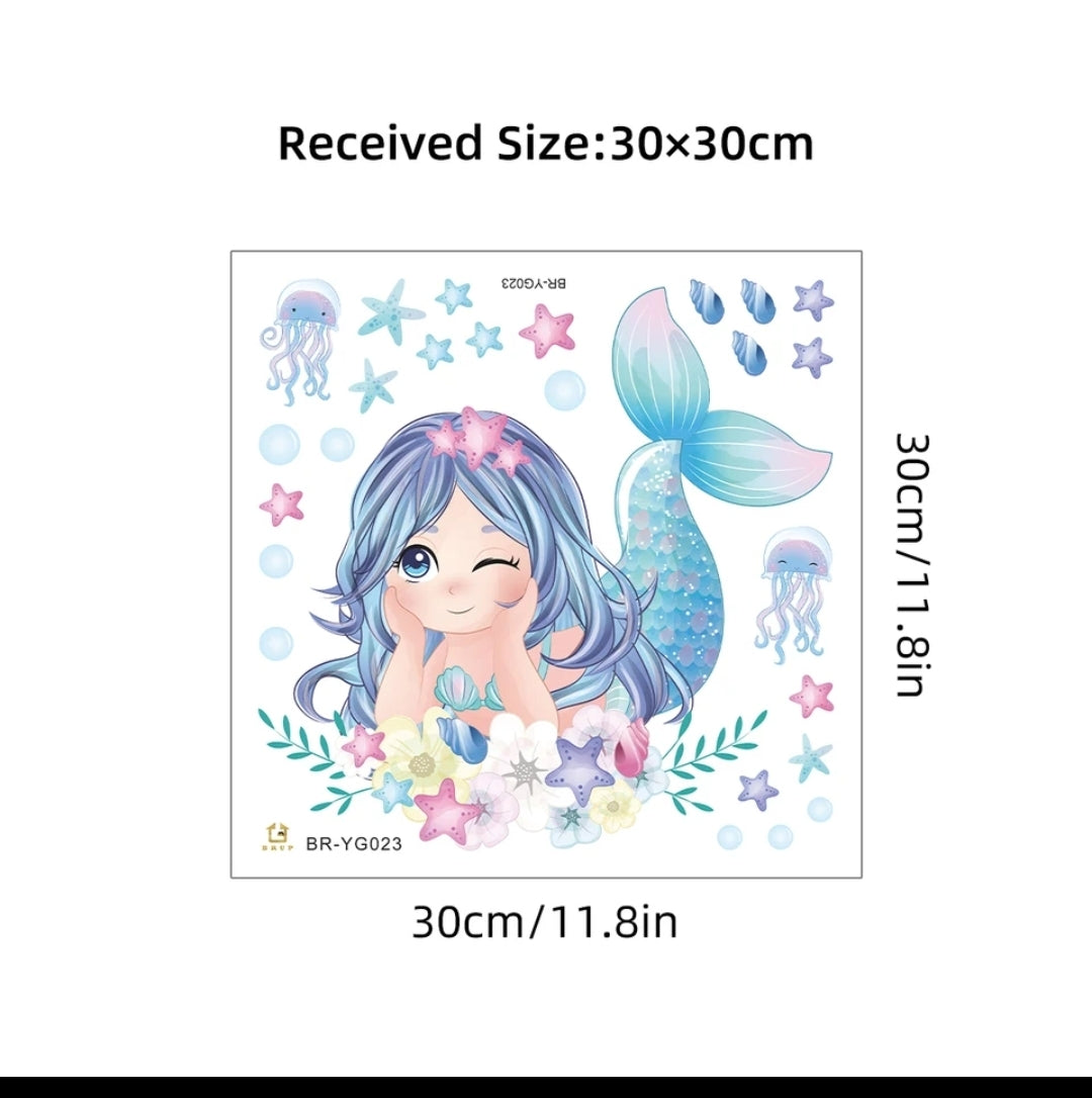 Glow in the dark 1pack mermaid wall sticker