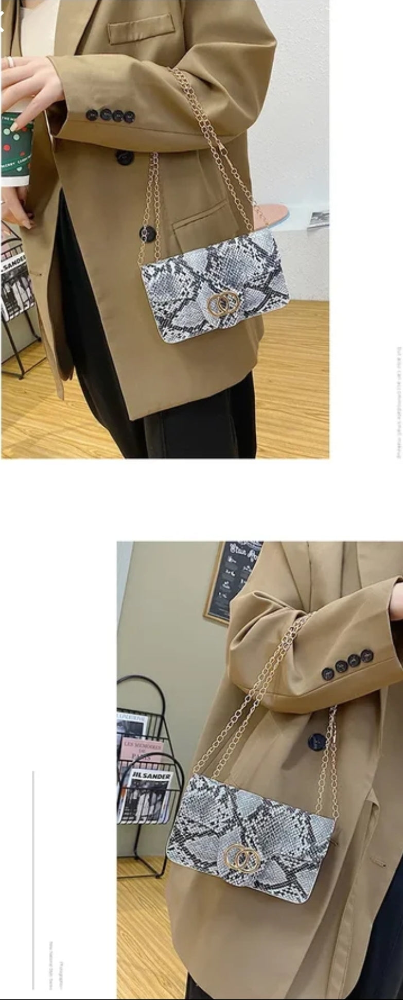 Trendy snakeskin pattern bag