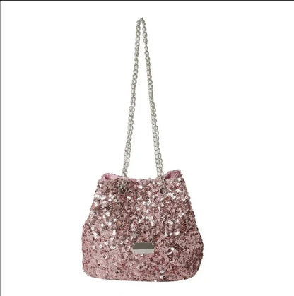 Sequined bucket bag