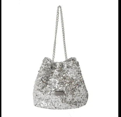 Sequined bucket bag