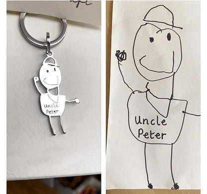 Customised childrens drawing keyring