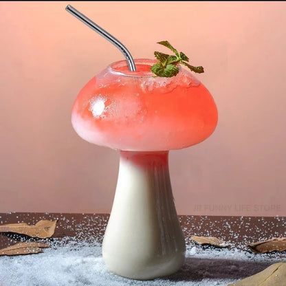 Mushroom cocktail glass & straw