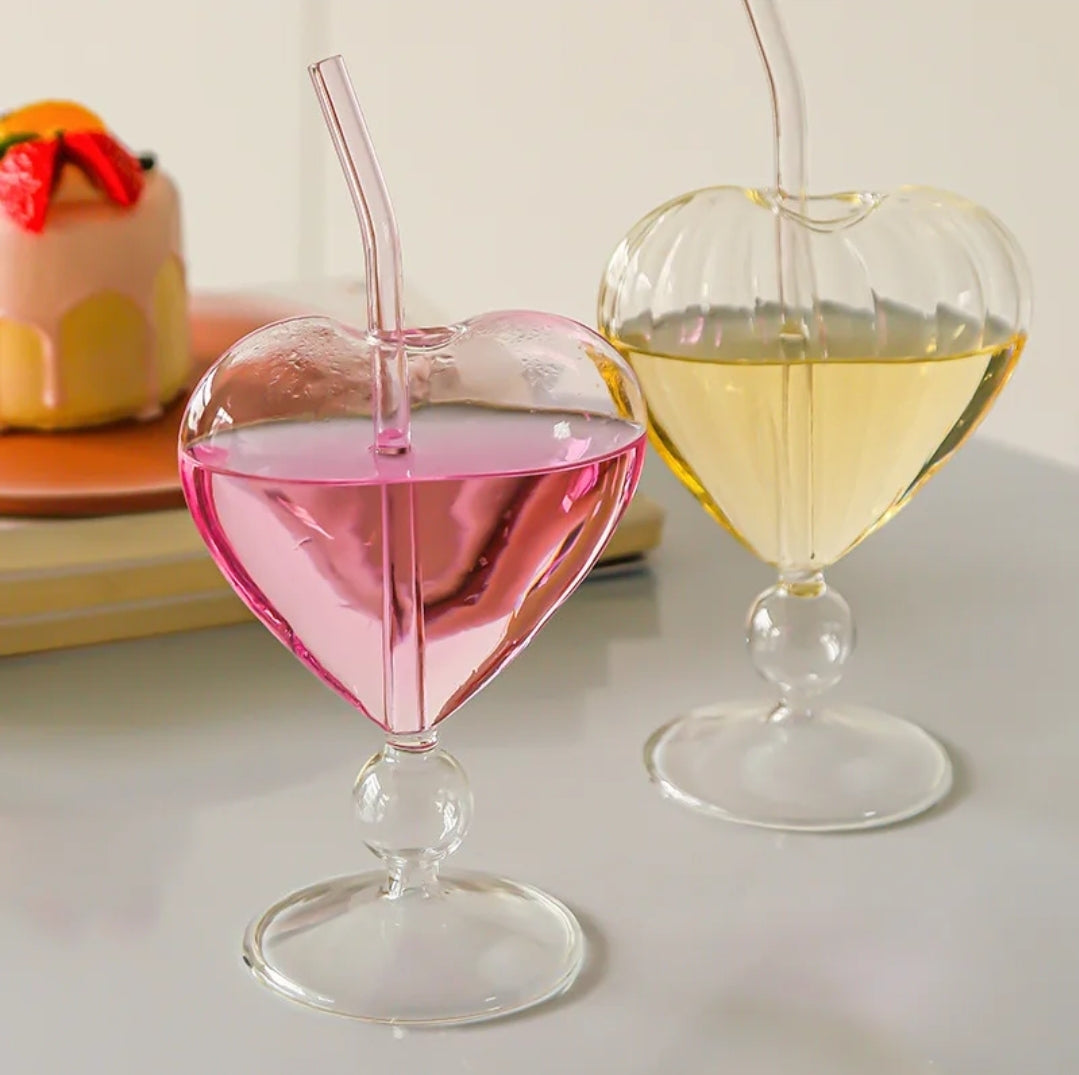 Heart shaped cocktail glass