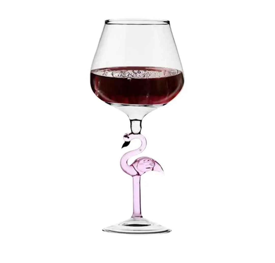 Flamingo wine glass