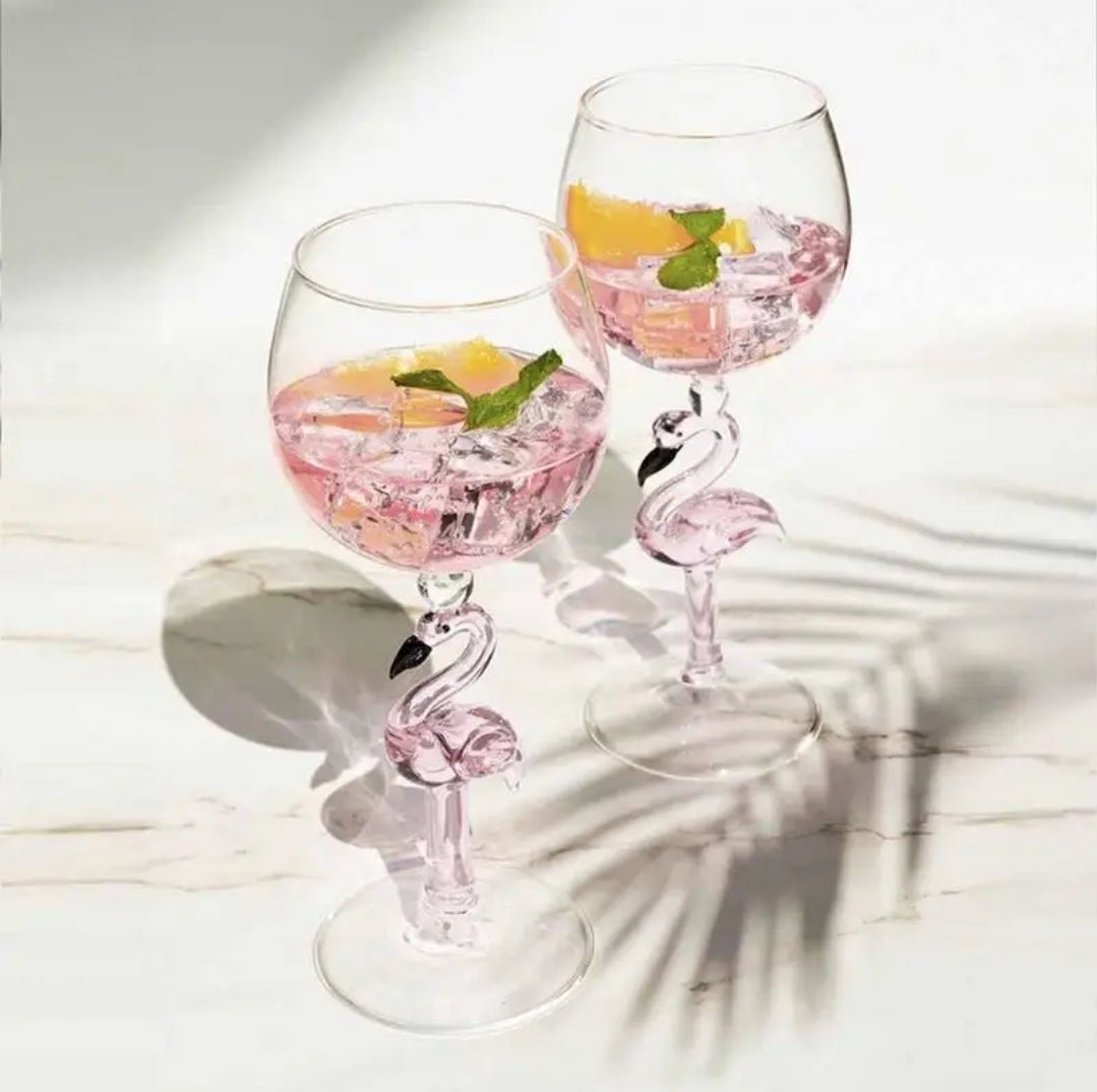 Flamingo wine glass