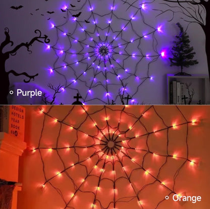 LED halloween spider web lights, 8 modes, remote control included