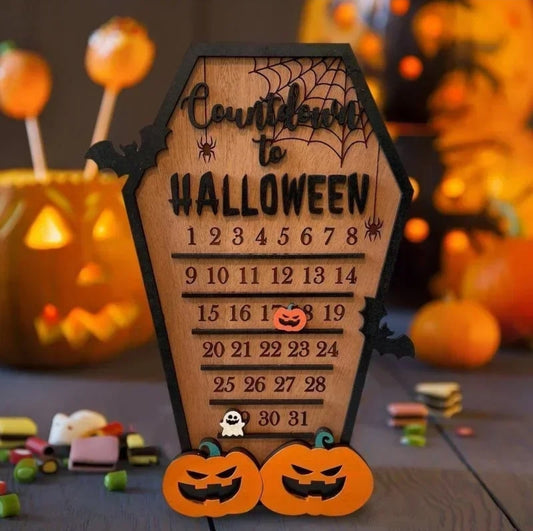 Halloween calendar, wooden countdown