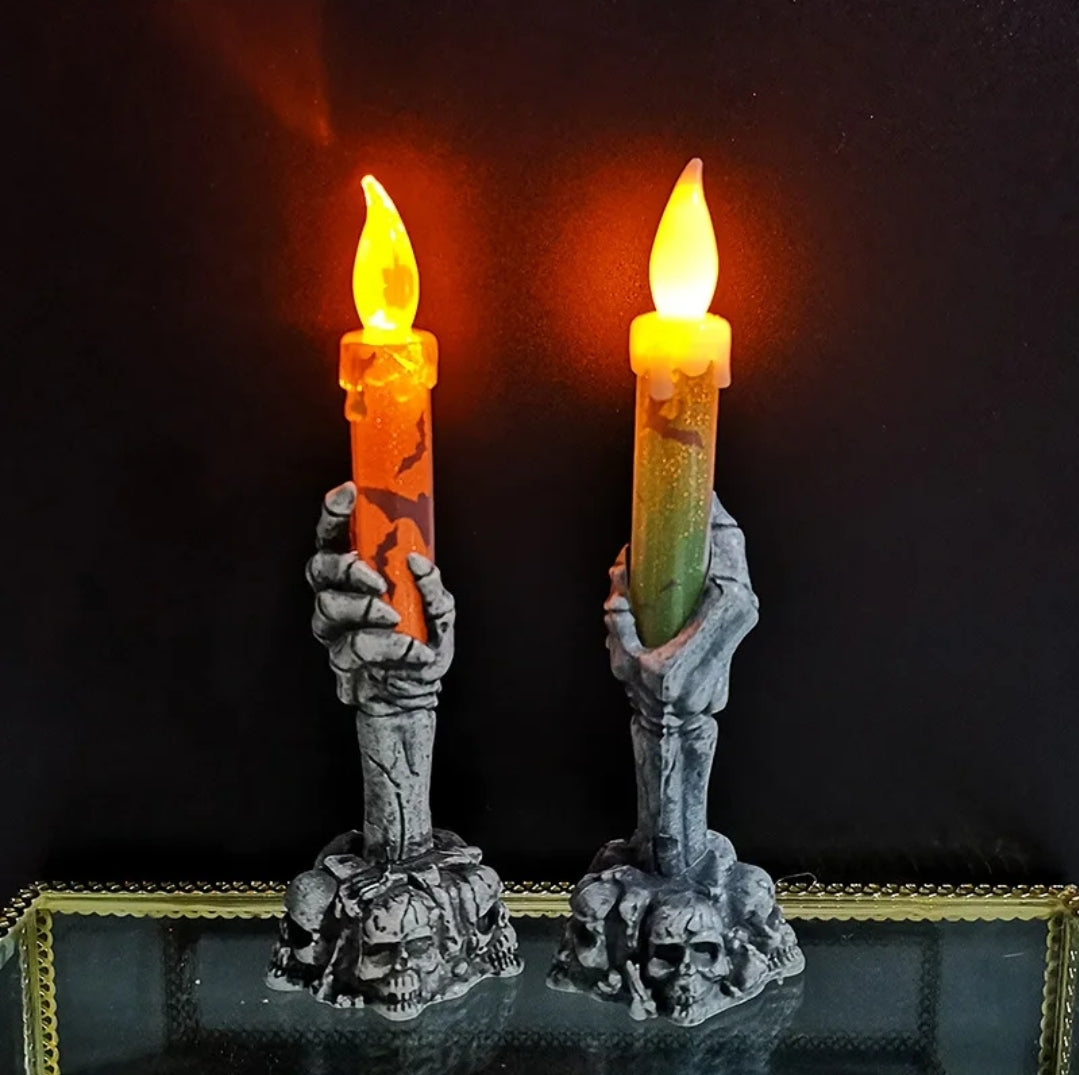 Skeleton hand led candle