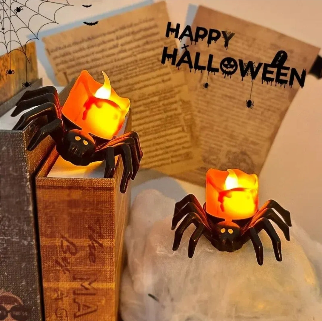 Led glowing spider candle