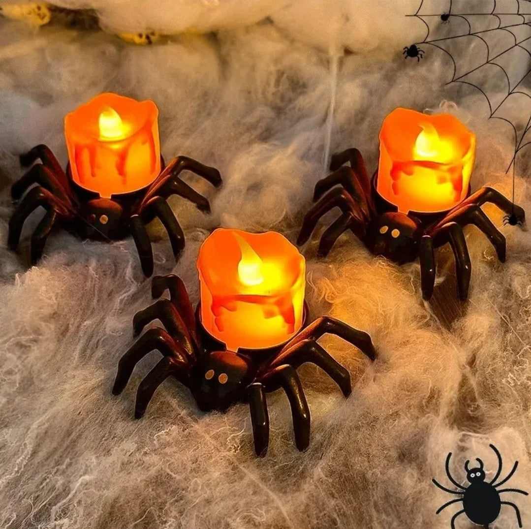 Led glowing spider candle