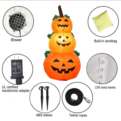 1.2M/120CM 3 layered pumkin inflatable. With LED lights