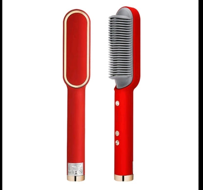 Hair straightening ceramic hot comb 2 in 1 straighten brush