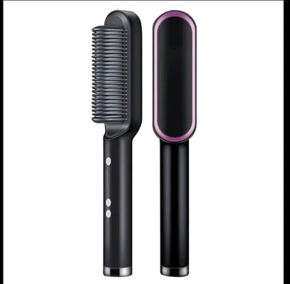 Hair straightening ceramic hot comb 2 in 1 straighten brush