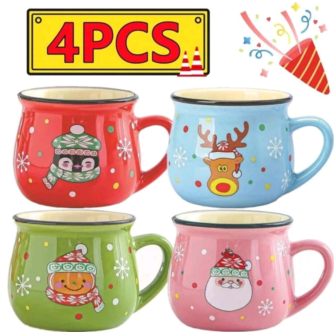 Set of 4 Christmas mugs