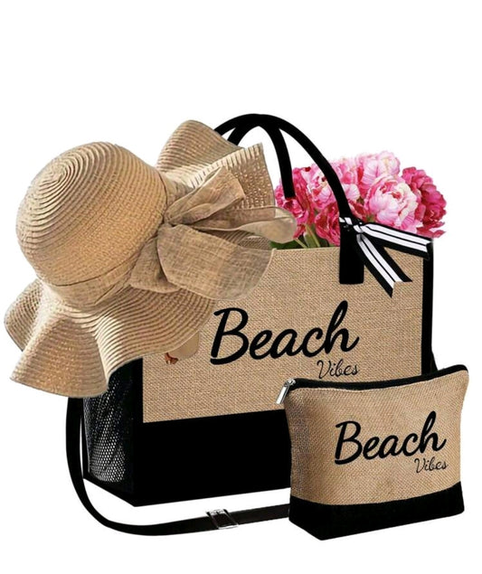 3pc womens tote beach bag set