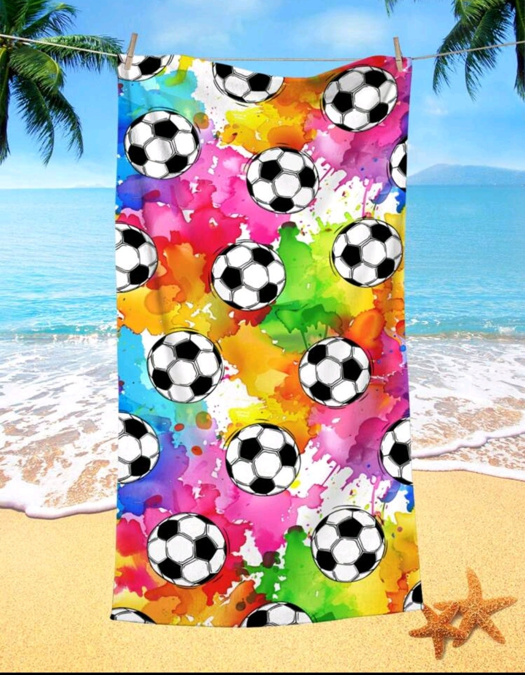 Multicoloured football beach towel