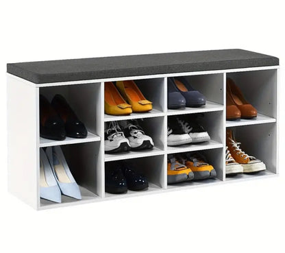 Wooden shoe bench, shoe storage