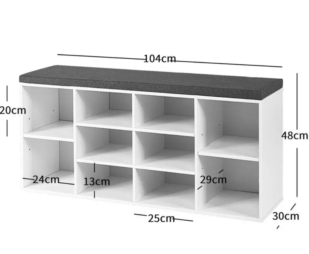 Wooden shoe bench, shoe storage