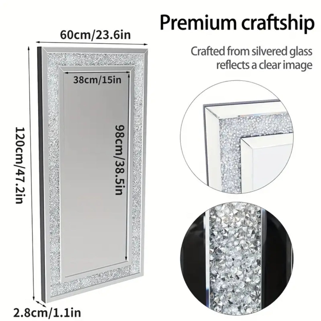 120x60cm crushed diamond wall mirror