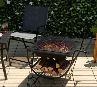 Outdoor wood burning fire pit