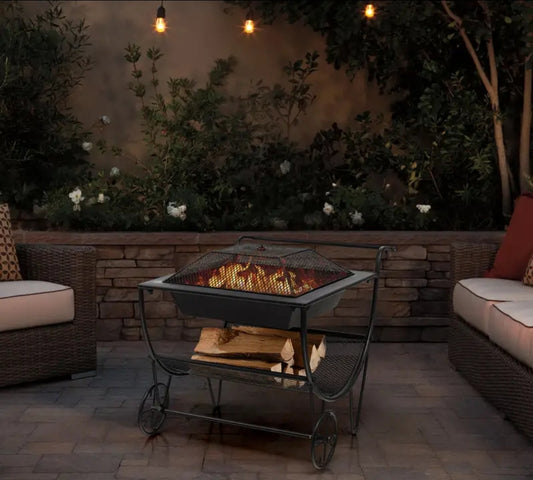 Outdoor wood burning fire pit