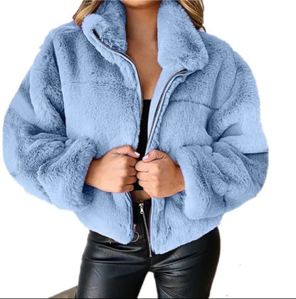 Womens winter faux fur short coat