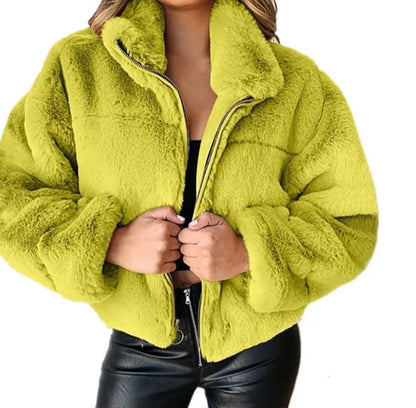 Womens winter faux fur short coat