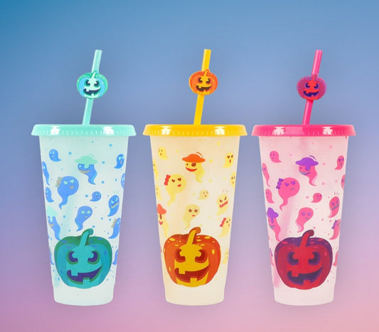 Halloween colour changing 24 oz tumbler with straw topper