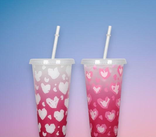 24oz Colour Change Heart Valentines cup | Single cup